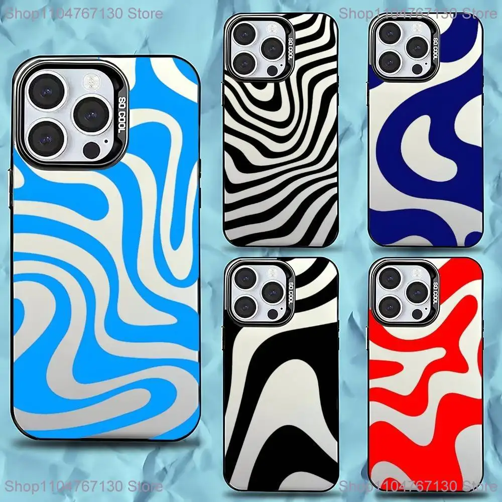 

Высококачественный чехол для телефона Lrregular Stripes для iPhone 16,15,14,13,12,11, Pro, Max, Plus, Mini, XS, SE, черный матовый жесткий бампер с защитой от падения