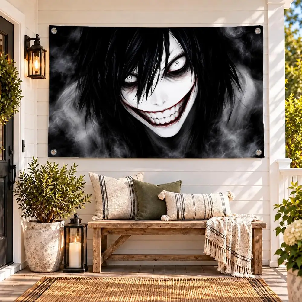 Horror Jeff the Killer Flags decor flag banner,wall hanging flag,indoor outdoor wall decor,yard garden porch patio