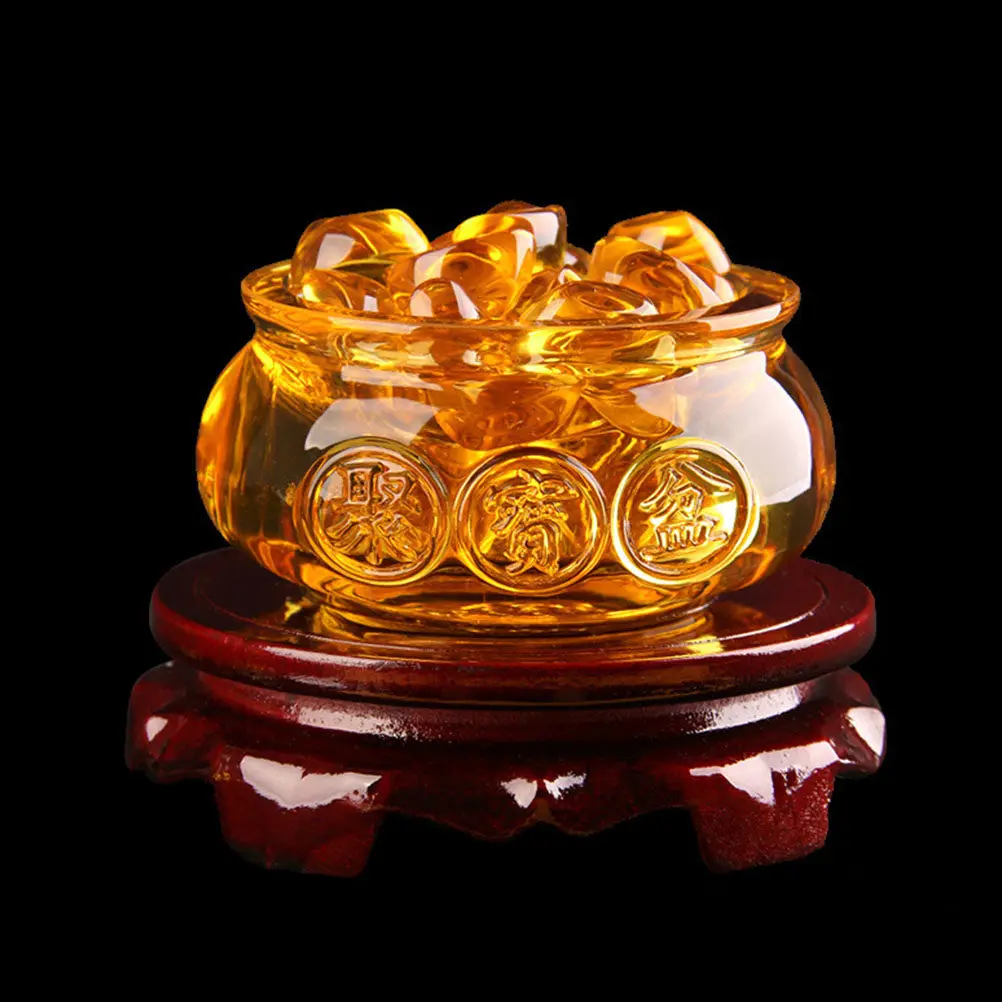 1Set Cornucopia Ornament Exquisite Treasure Bowl Decoration Creative Home Desktop Ornament Office Cornucopia Gift Topaz Treasure