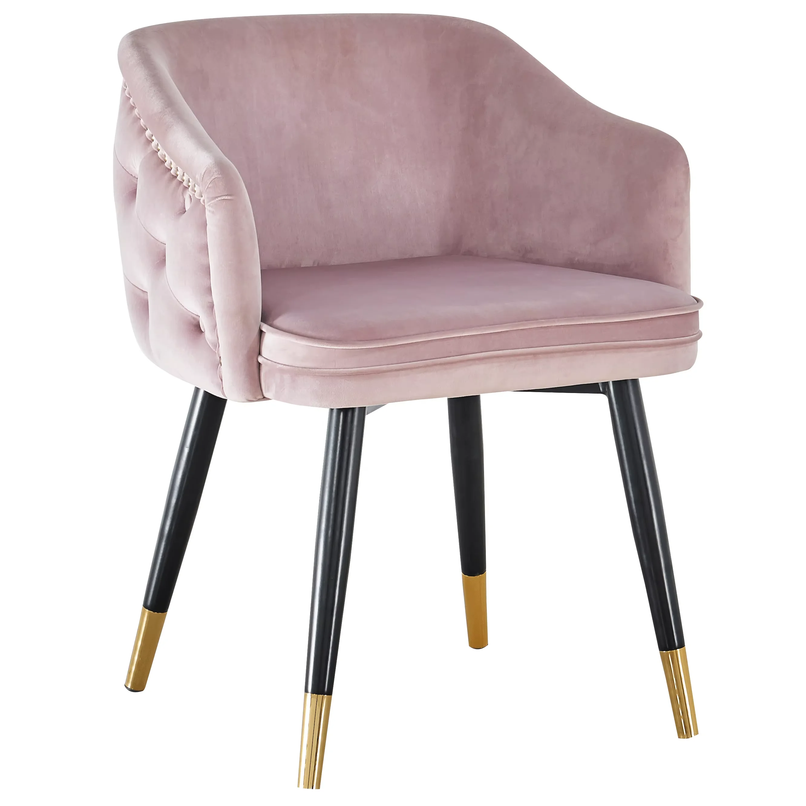 Best Selling Home Furniture Pink Velvet light luxury Dining Chair Arm Chair with Metal Legs dining Room  Furniture