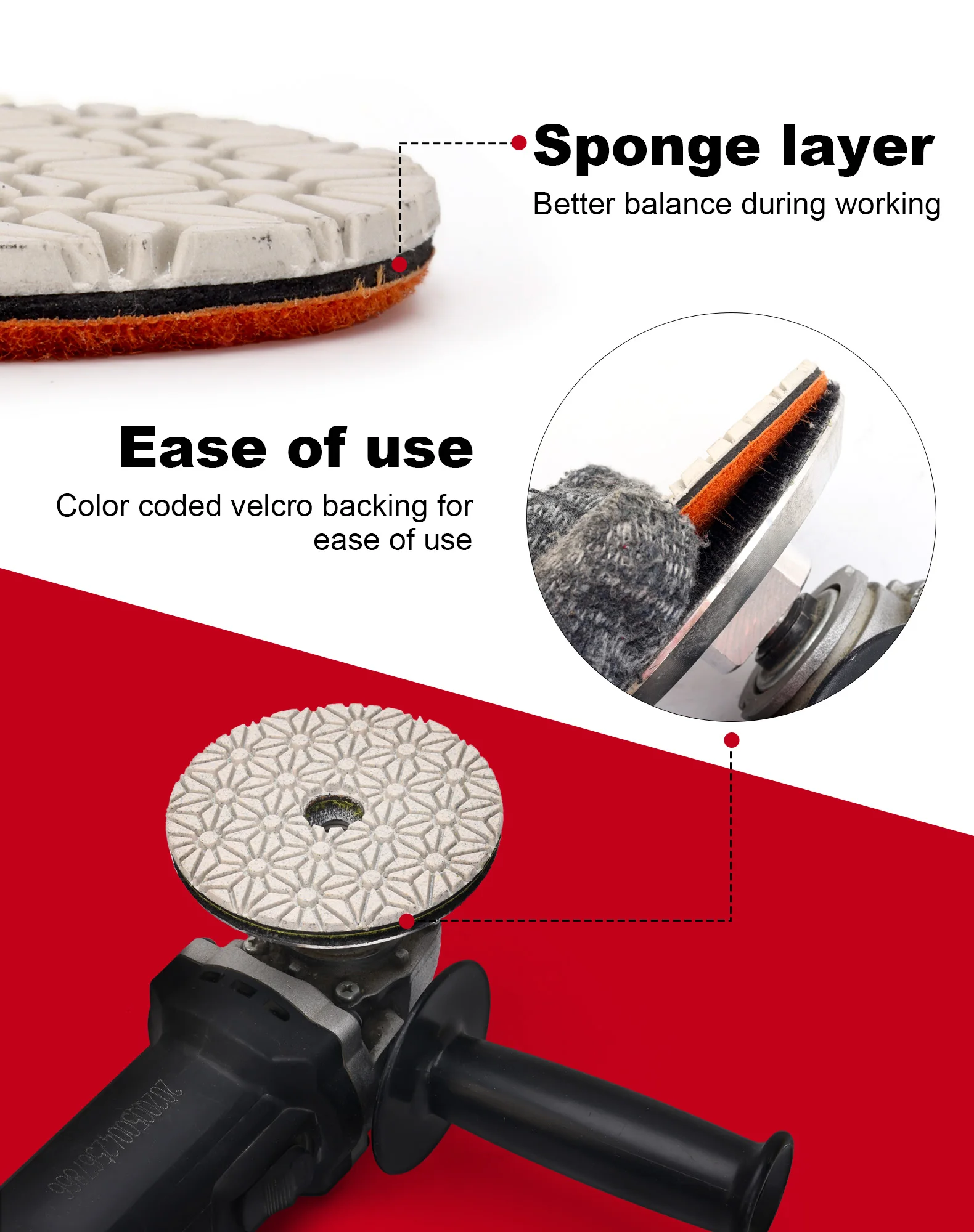 Casaverde 4Inch Diamond Polishing Pads 100mm Granite Diamond Pads Dry or Wet for Granite Marble