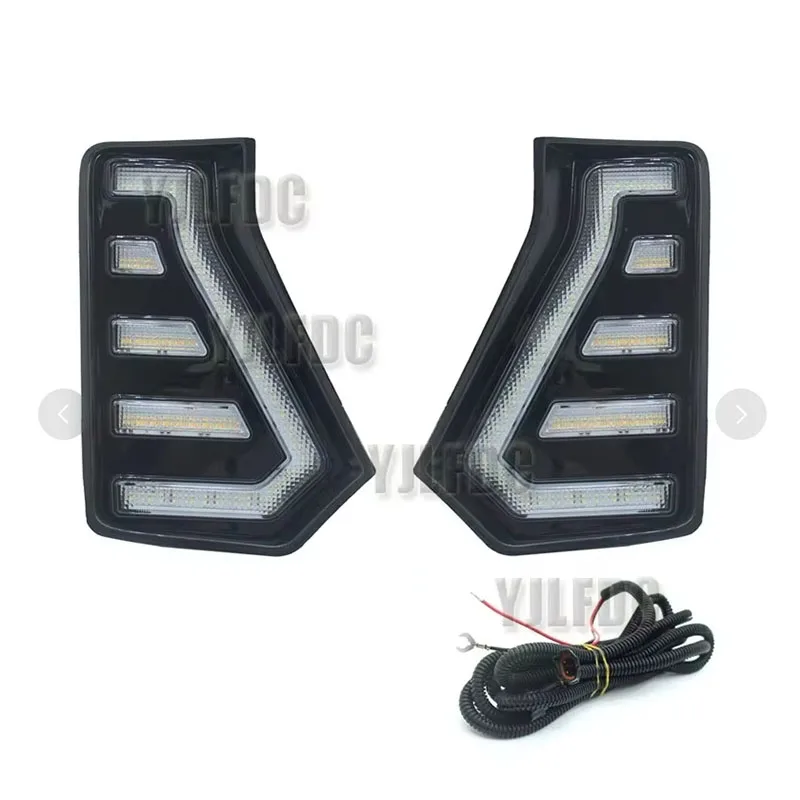 2PCS Car DRL For Toyota Tacoma 2024 LED Daytime Running Lights Daylight Turn Signal Car Styling Fog light Yellow and White Light