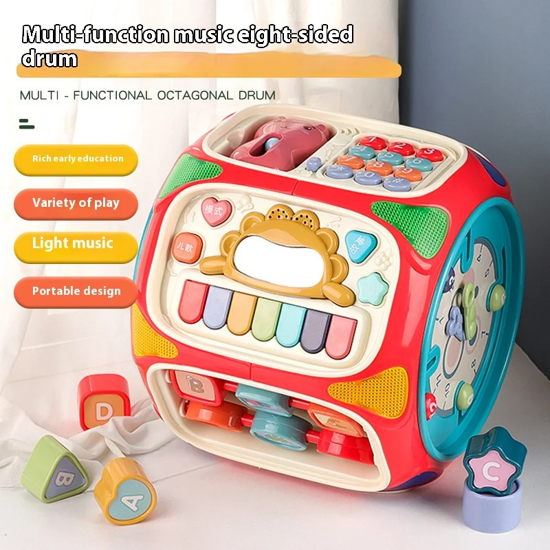 Multi Functional Baby Puzzle Toy Hand Clapping Drum with Lights Music Children Shape Matching Education Toy Musical Instrument