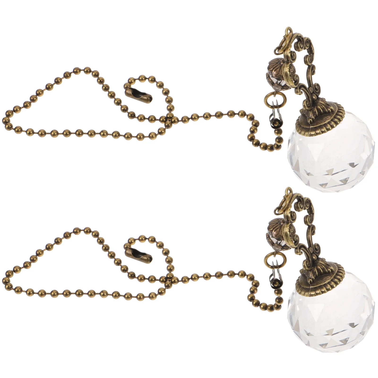 

2Pcs Crystal Ceiling Fan Pull Chains Vintage Pendant Replacement Pull Chain Extension Light Pulling Chain Lamp Accessories