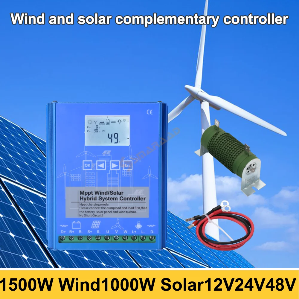 MPPT Controller Wind 1000W Solar 12V 24V 48V Automatic Regulator Household Wind Generator