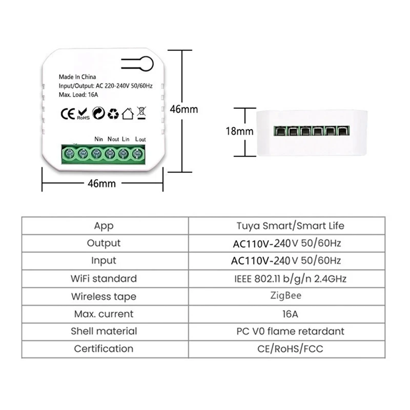 Tuya Smart Life Zigbee Switch Монитор электроэнергии Kwh Din-рейка 16A Таймер Розетка Мини-модуль работает с для Alexa