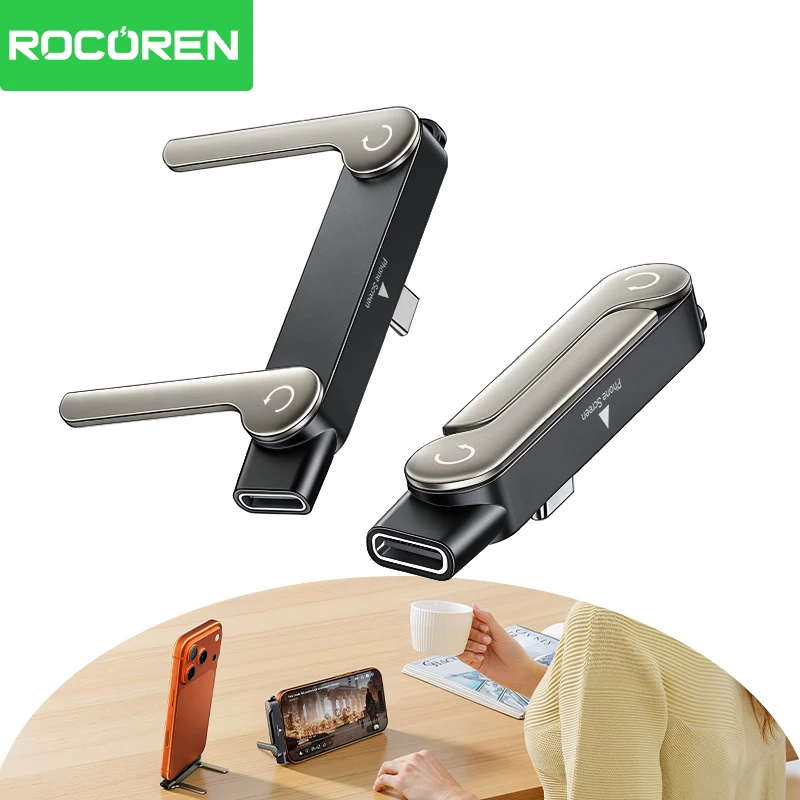 Rocoren 3 in 1 Type C OTG Adapter 240w PD3.1 Charge Stand USB C Hub High Speed Data Transfer for iPhone 15-17 MacBook Samsung