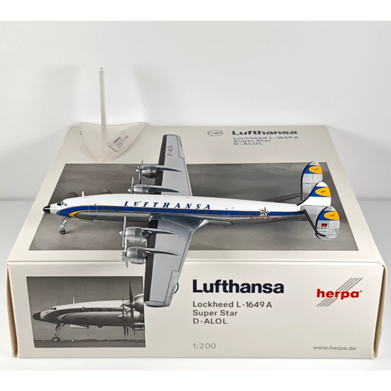 

Herpa 1/200 Scale Lufthansa Flight L-1649A D-ALOL Diecast Alloy Aircraft Model Collection Decorative Ornament