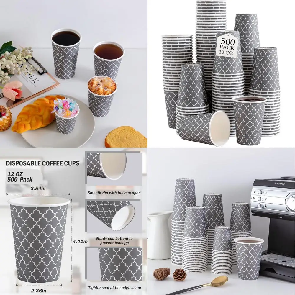 

500 упаковок одноразовых стаканчиков на 12 унций, изолированные бумажные стаканчики для горячих и холодных напитков (без крышек)
