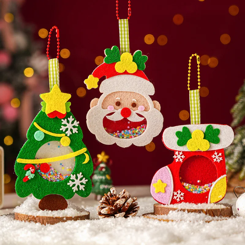 Christmas small gift handmade DIY pendant, children's creative toy making materials, kindergarten Christmas tree decoration view 2