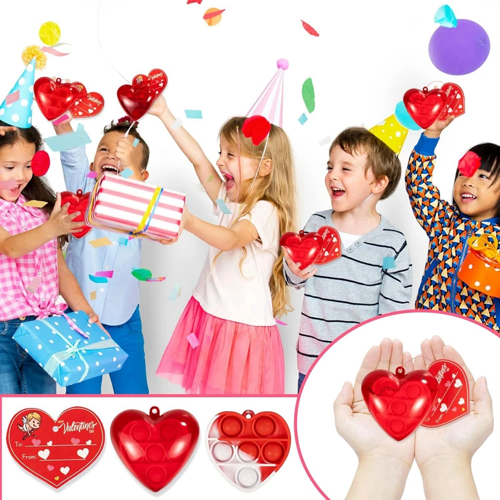 Pop Set Caixas De Coração Com Amor, Alívio Do Estresse Sensorial, Fidget, Chaveiros, Cartões De Presente, Favores De Festa, Dia Dos Namorados,