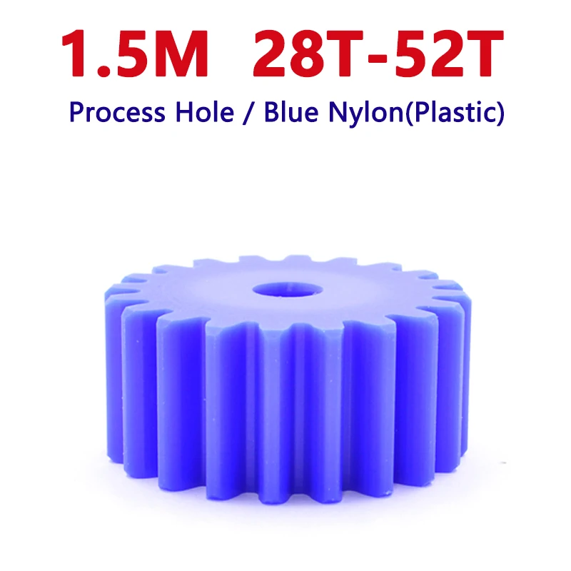 

1pc 28T-52T 1.5M Blue Nylon Spur Gear 28 30 32 33 34 35 36 38 40 42 44 45 46 48 50 52 Teeth Plastic Flat Cylindrical Drive Gears