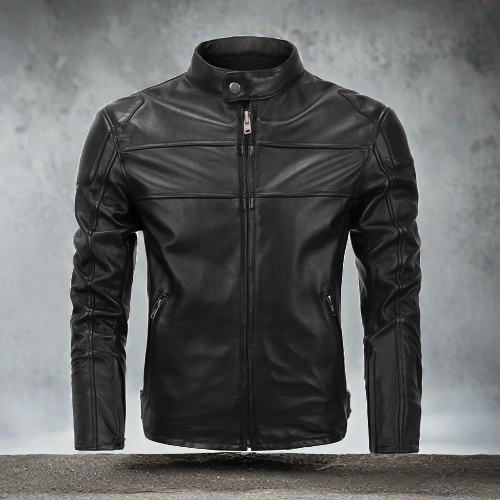 Head layer cowhide motorcycle suit men's winter riding leather jacket short leather jacket can be equipped with protective gear
