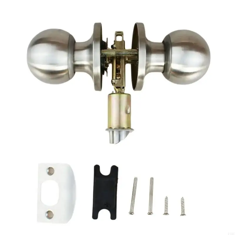 

F26C Round Door Knobs Knobset Round Shaped Nonlocking Doorknob Stainless Steel Rotation Round Door Knobset Handle Enduring
