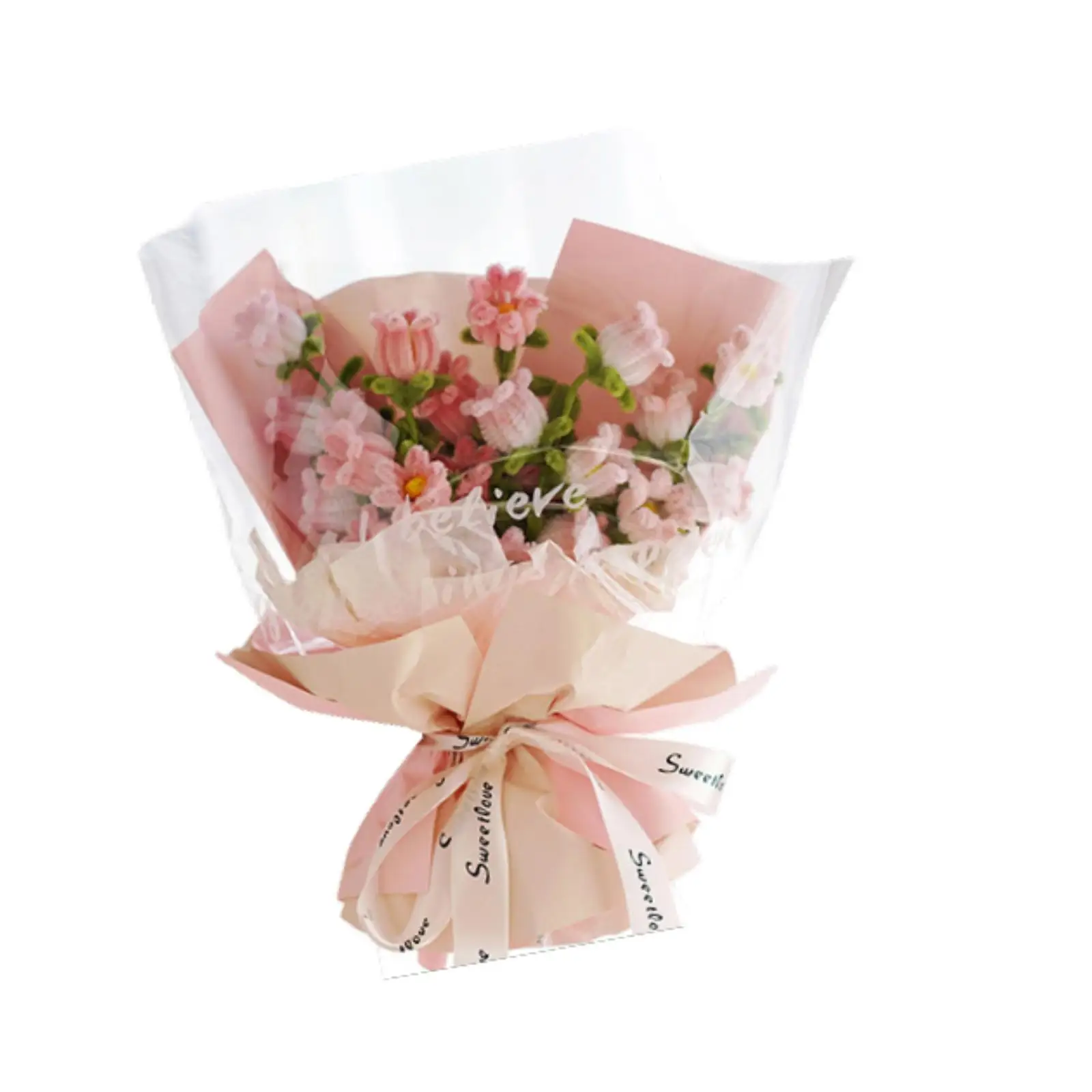 

DIY Simulation Crochet Flowers Bouquet Artificial Flower Bouquet for Wedding