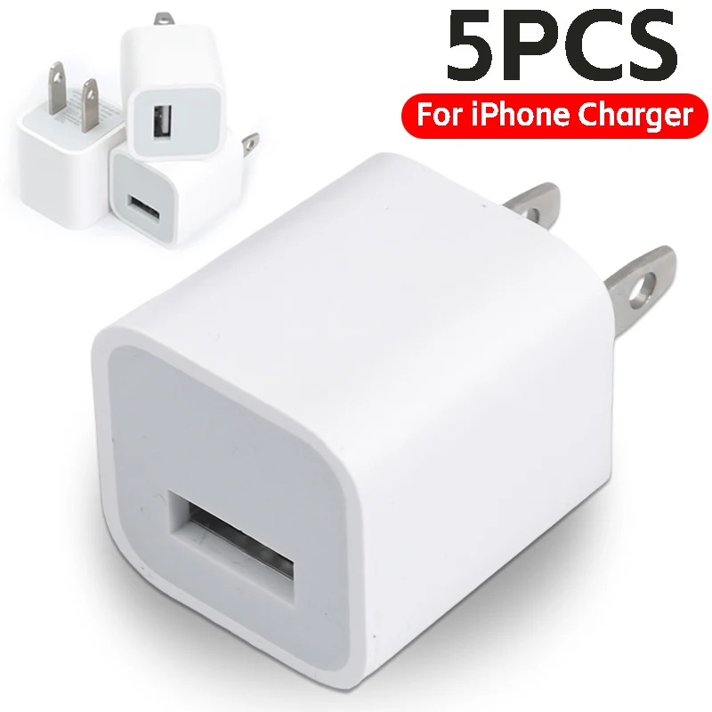 USB Charger Block Fast Charging US Plug Wall Charger Power Adapter for iPhone 14 13 12 11 Pro Max XR XS X 8 7 6 Plus iPad 5V 1A