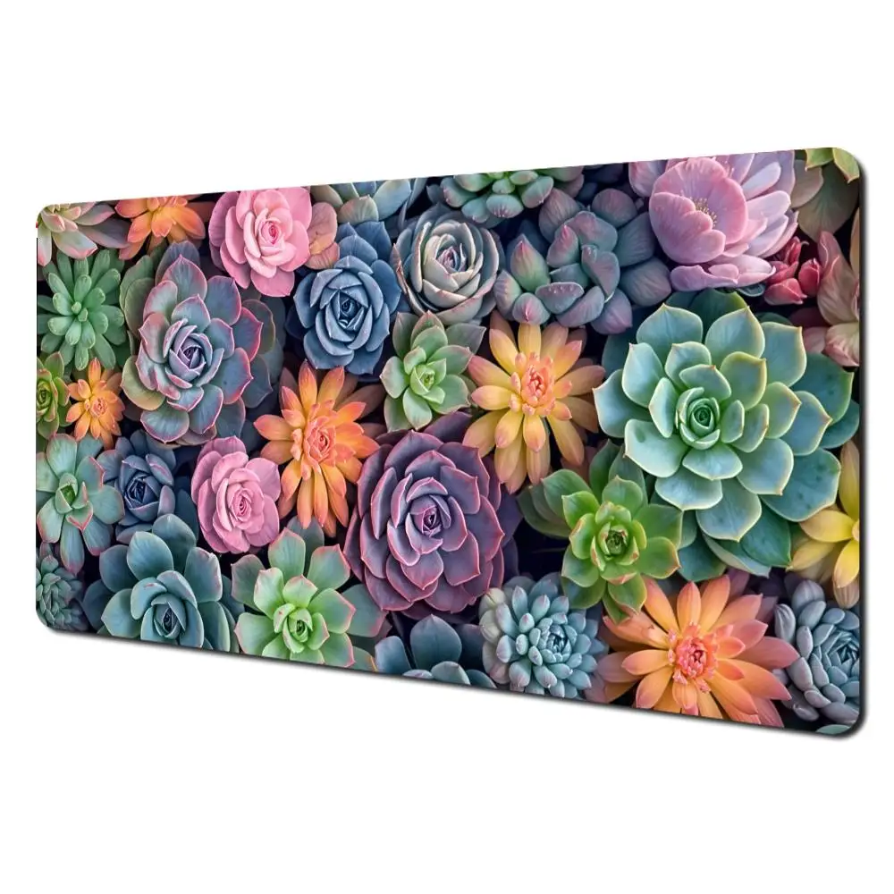 

Green Succulents Mouse Pad Large Table Cushion Gaming Non-slip Extended Pads Computer Laptop Tablet Mat Mini PC Playmat