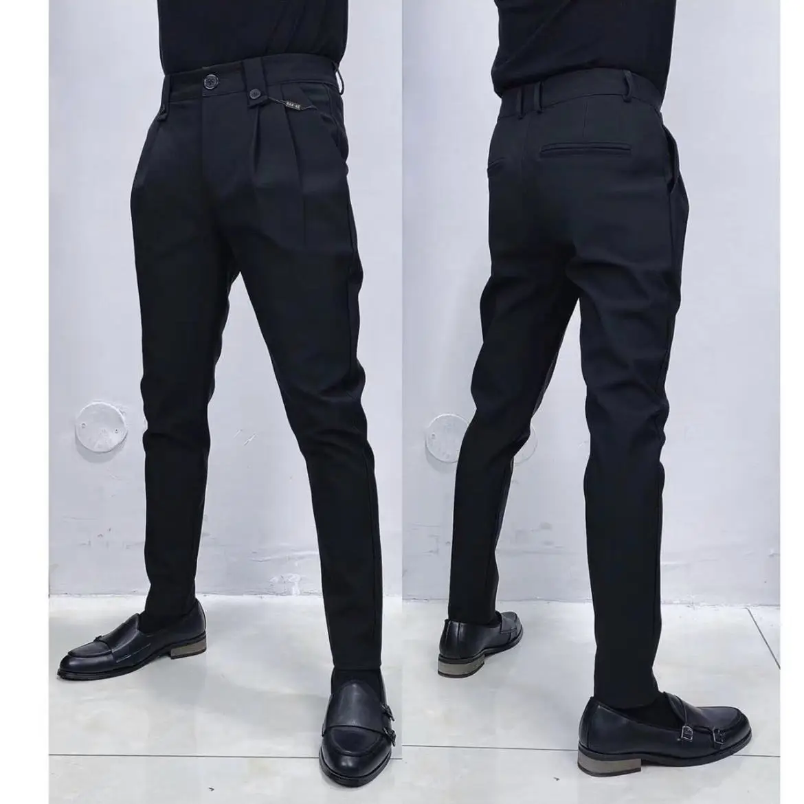 

New Arrival Men's Spring and Autumn Slimming Tapered Trousers Casual Workwear Trousers Trendy Long Solid Color Pants A88