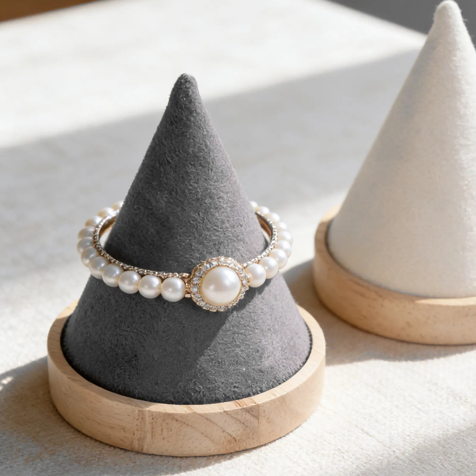 2Pcs Cone Bracelet Display Stand Elegant Tabletop Jewelry Holder for Retail Store Vanity Watch Ring Organizer Sturdy Secure