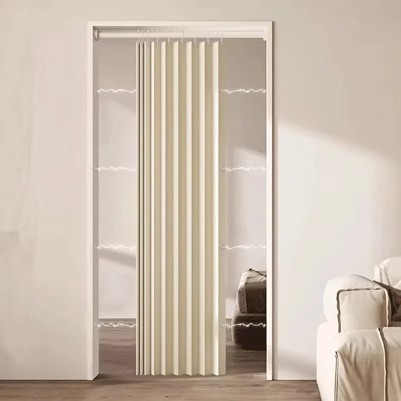 

【Fashionable】Fashionable Foldable Door Curtain With Punch-Free Double-Sided Magnetic Fixation Home Decor Privacy Partition