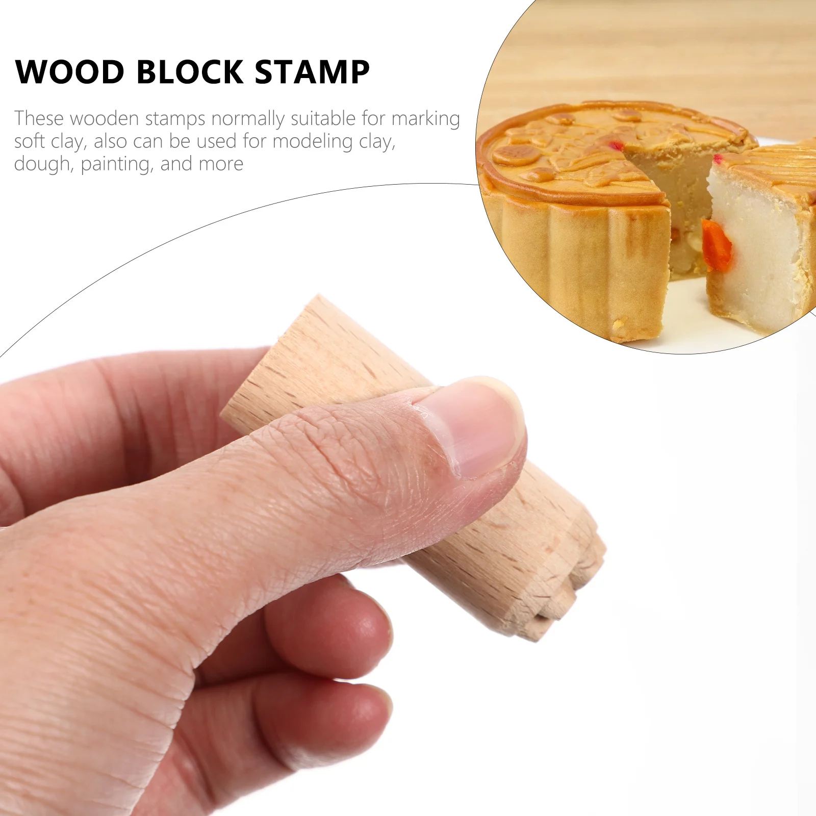

7pcs Wooden Stamps Set Natural Wood Diy Clay Printing Blocks For Craft Pottery Modeling Dough Decorating Hand Carved Tools