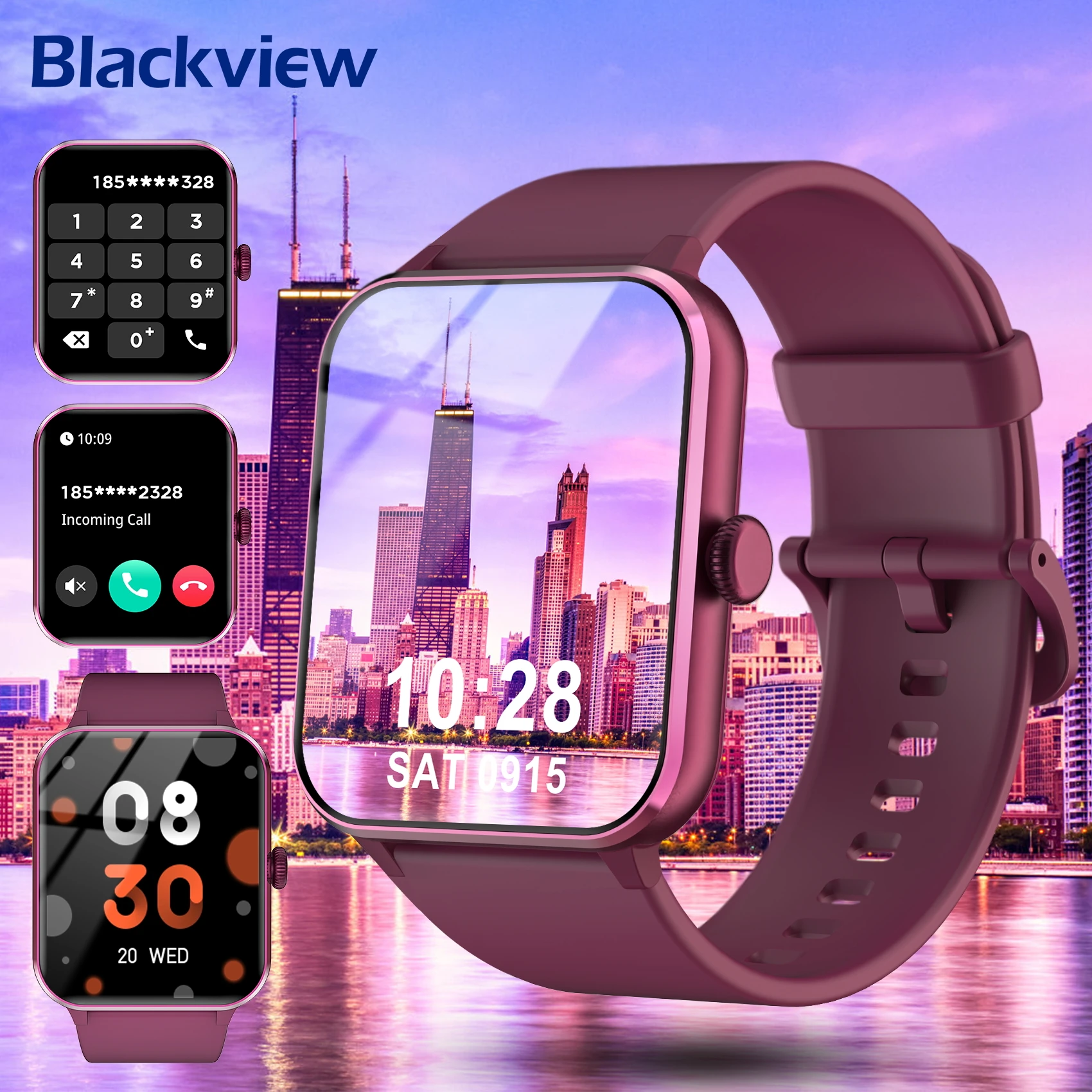 Blackview 1.85” Full Touch HD Smartwatch Bluetooth Calling 100+ Sports Fitness Tracking Smart Watch with Voice Assistant