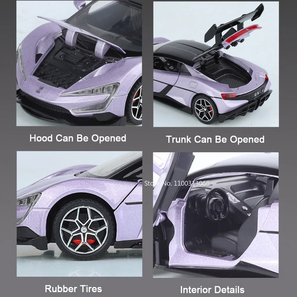 1:32 BYD YANGWANG U9 coches Martini juguetes de aleación modelo rueda extraíble con sonido ligero coche deportivo en miniatura para niños regalos de cumpleaños