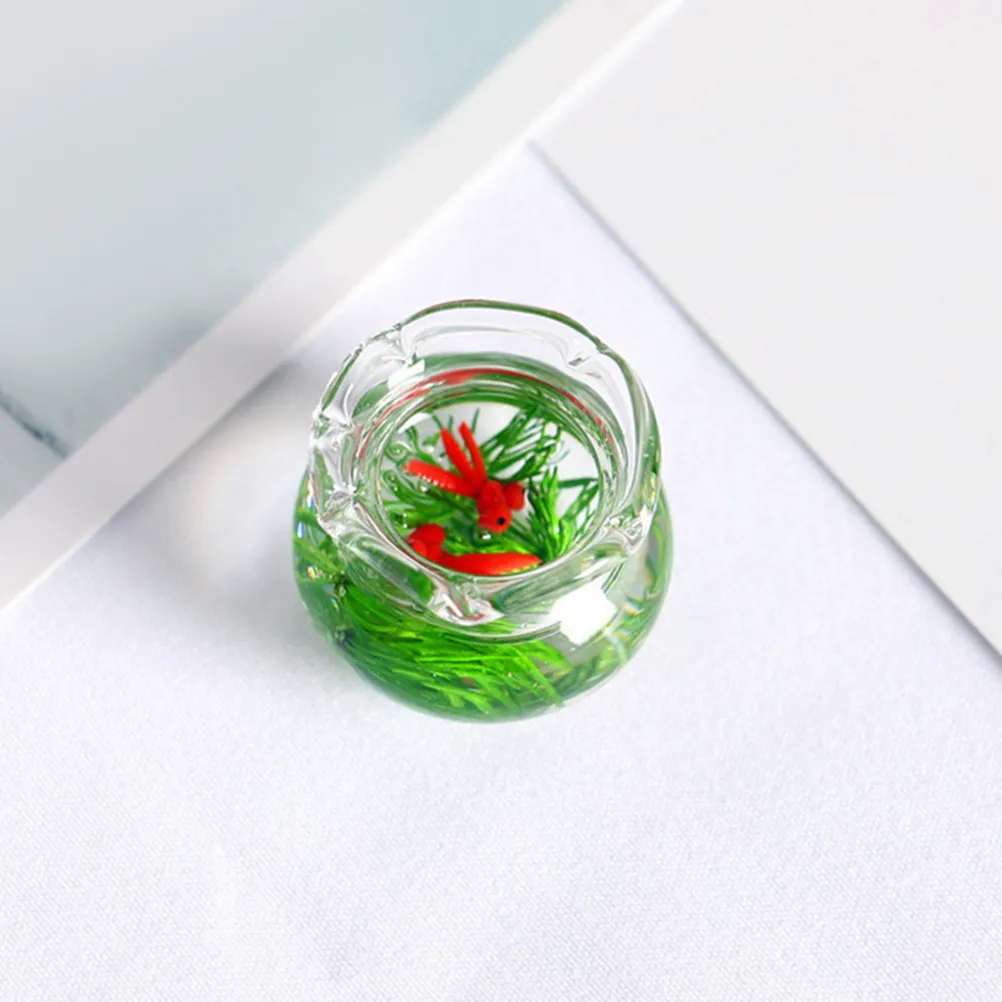 2Pcs Miniature Glass Fish Bowls Small Round Clear Fish Tanks Ideal Dollhouse Decor DIY Craft Accessories Tiny Aquarium