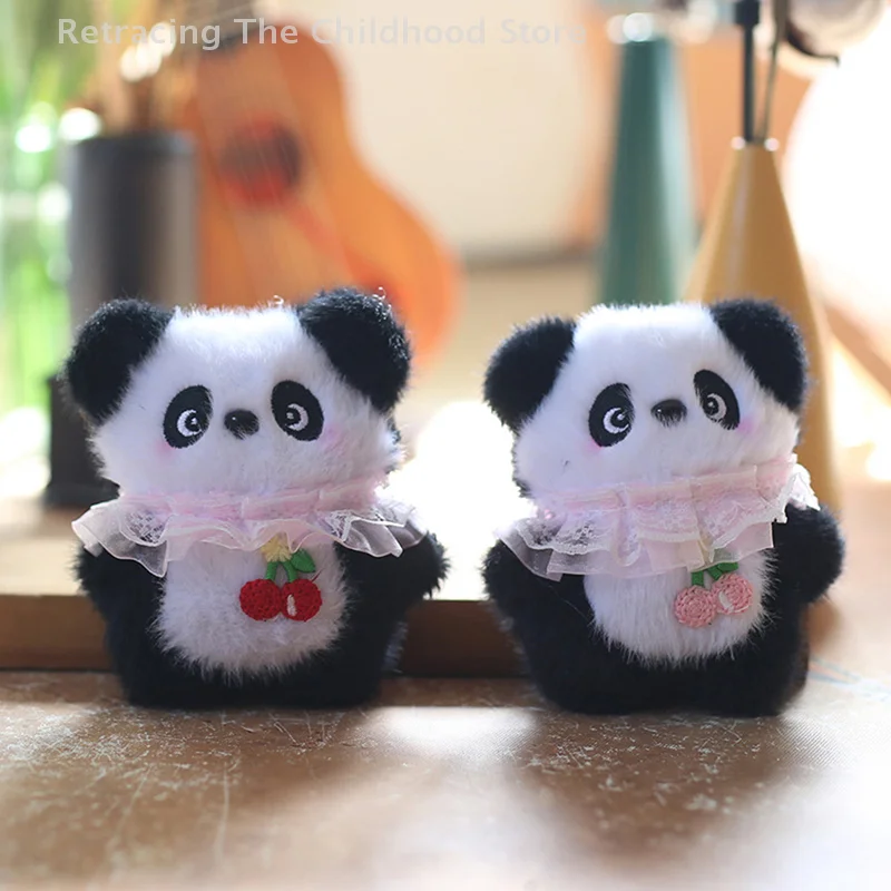 Kawaii Plush Cute Cherry Panda Keychain Cartoon Animal Pendant Phone Lanyard Exquisite Backpack Decoration Accessories Gifts