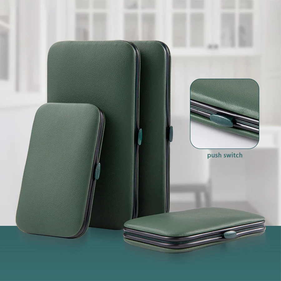 Juego de manicura verde de 6-18 Uds con Funda de cuero, kits de herramientas profesionales para el cuidado de los pies y la cara, cortaúñas de acero inoxidable, regalo