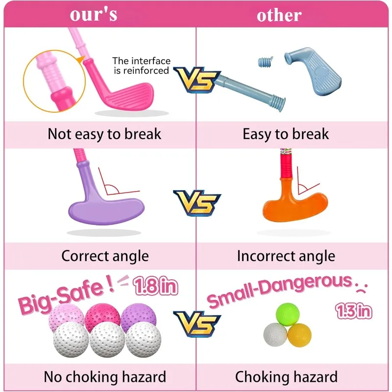 유아용 골프채 세트, 바퀴 달린 골프 카트, 어깨 스트랩, 실내 및 실외 스포츠 장난감, 남아 여아용 크리스마스 선물