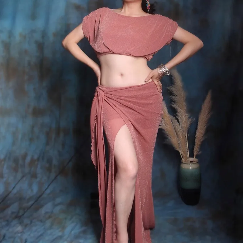 Costumi di danza del ventre personalizzati Abito da pratica Elegante set di abiti da spettacolo in rete