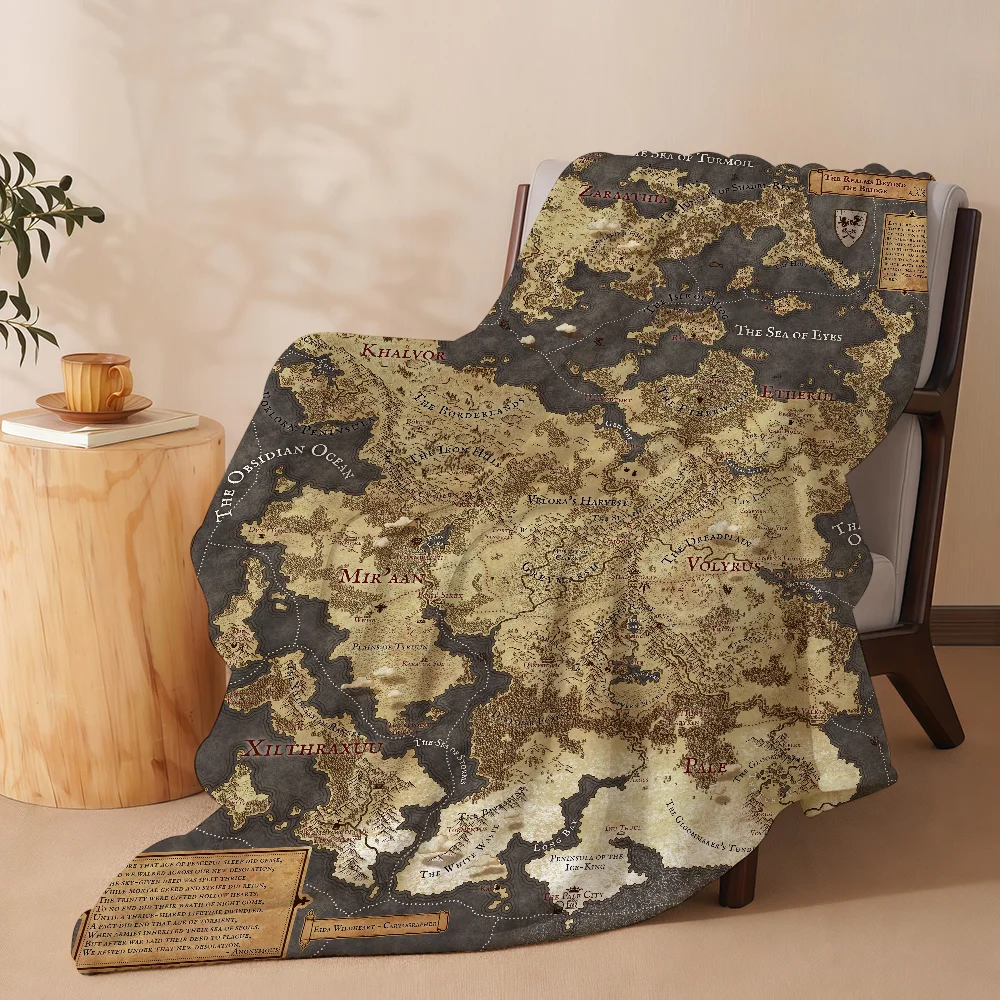 Medieval Exploration Map Blanket Soft Warm And Thick Perfect For Bedroom Living Room Bed Sofa Camping Picnic Office Gift