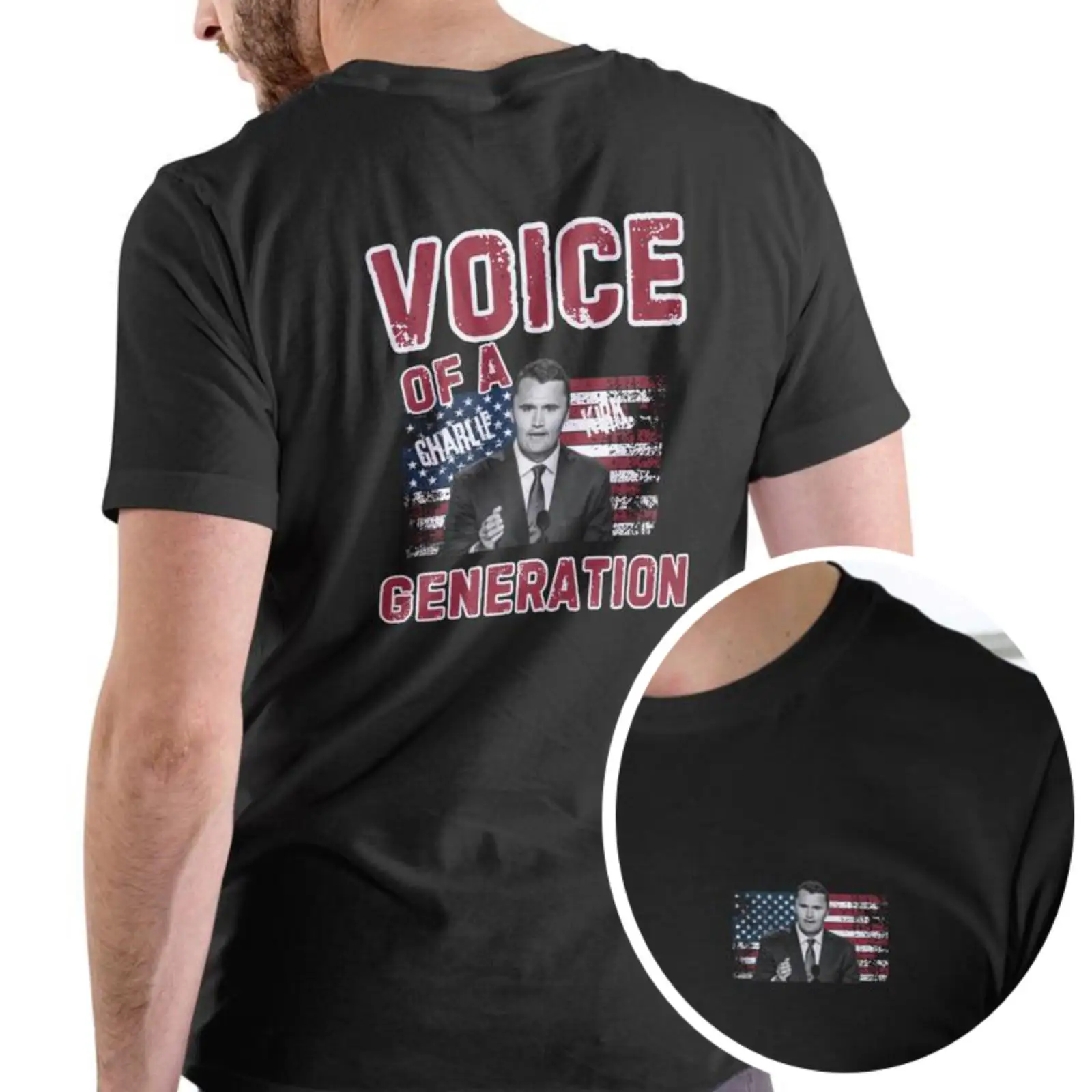 

Men's T-shirt Charlie Kirk Graphic Tee Gifts Patriotic USA Tops Voice Of A Generation Shirt