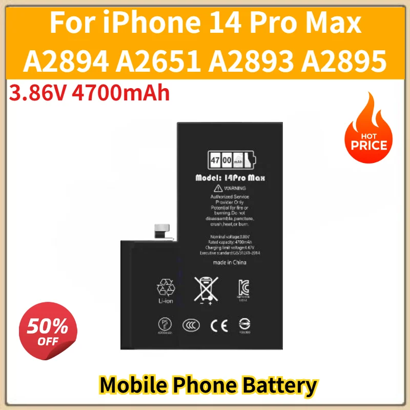 3.86V 4700mAh Battery For iPhone 14 Pro Max A2894 A2651 A2893 A2895 Mobile Phone High Quality Replacement Battery