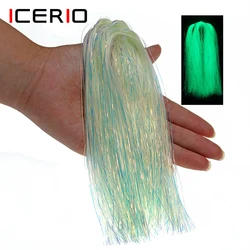 ICERIO 2packs Holographic Mylar Flash Tinsel Synthetic Luminous Glowing Fly Tying Material for Fishing Assist Hook Jigs Lure