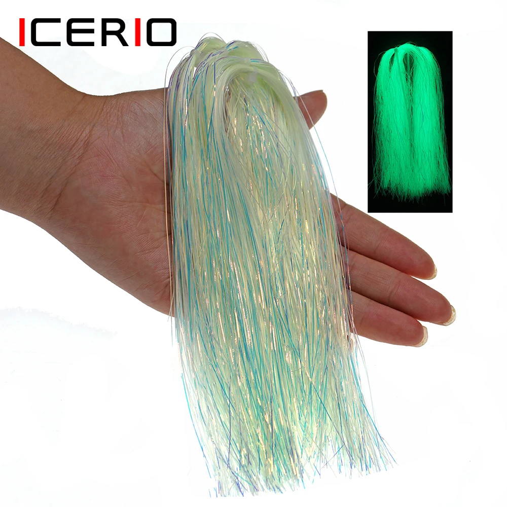 ICERIO 2 opakowania holograficzny Mylar Flash świecidełko syntetyczny świecący świecący materiał do wiązania much do wędkowania Assist Hook Jigs Lure