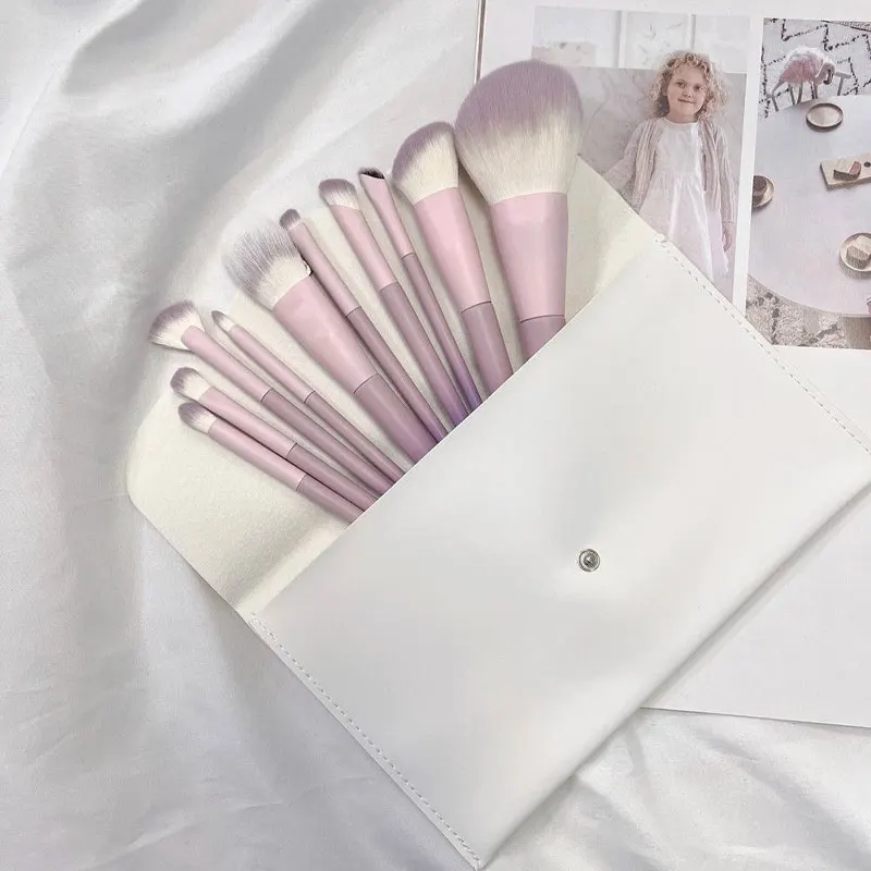 10-teiliges Make-up-Pinsel-Set, tragbar, weich, für Reisen, Make-up-Pinsel-Set für loses Puder, Rouge, Highlight-Pinsel, komplettes Set mit Aufbewahrungstasche