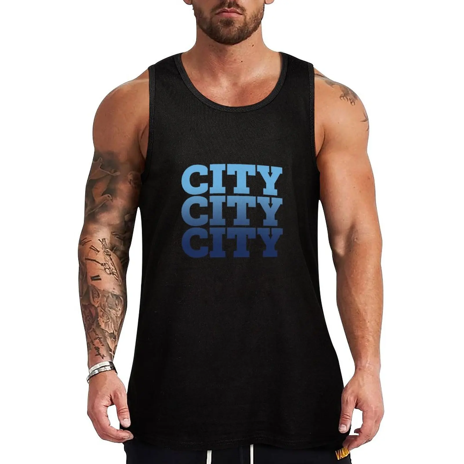 

Manchester City Tank Top Man clothes for gym sports vest bodybuilding t shirt