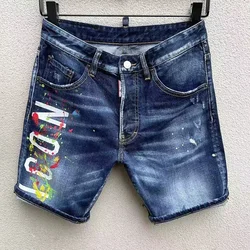 Letnia nowa męska ikona obcisłe dżinsy rurki Stretch niebieskie spodnie jeansowe wysokiej jakości Street Slim Fit jeansy męskie