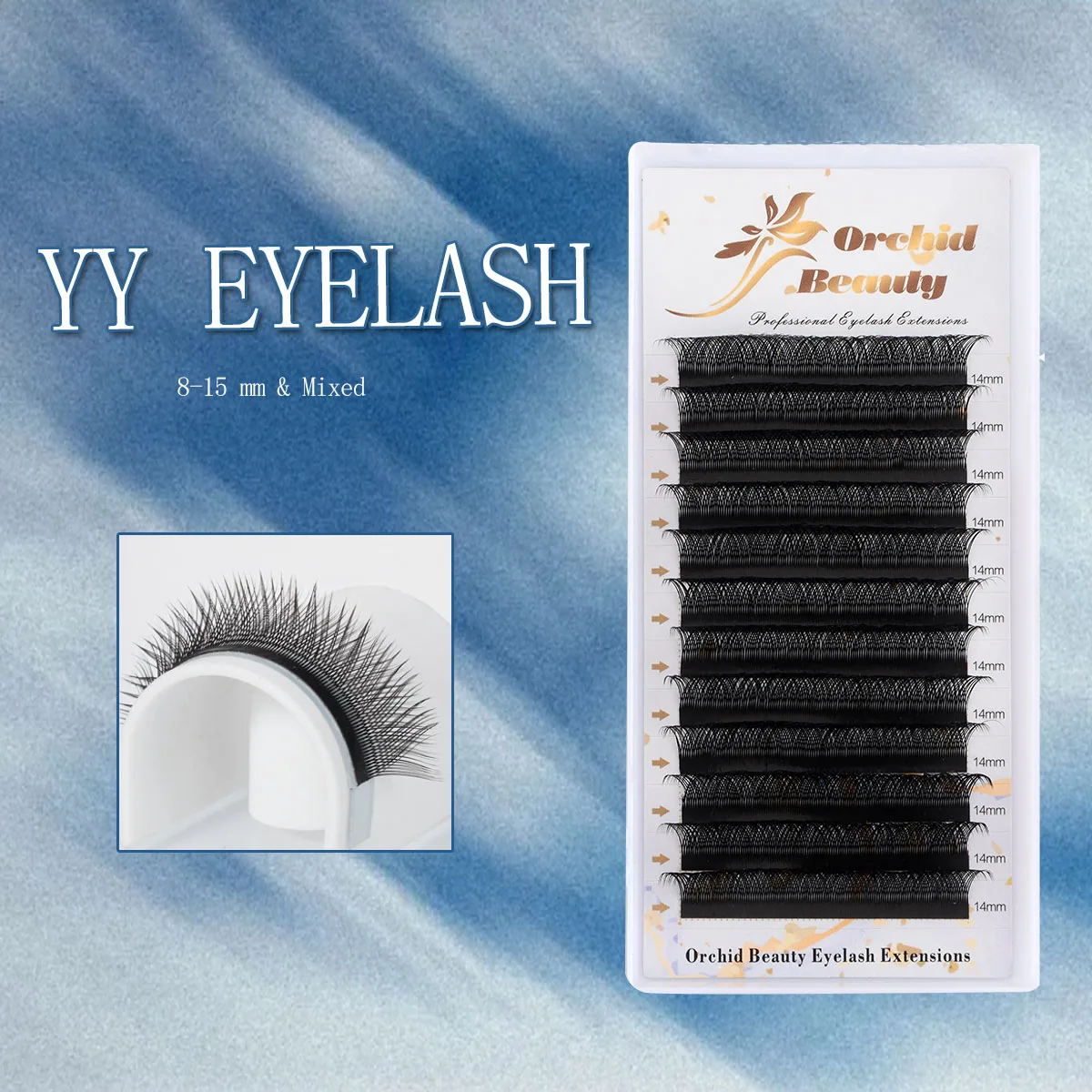 Orchidea Lash YY sztuczne rzęsy Y kształt przedłużanie rzęs Y styl ręcznie tkana podwójna końcówka 2D gotowe wentylatory głośności indywidualne rzęsy