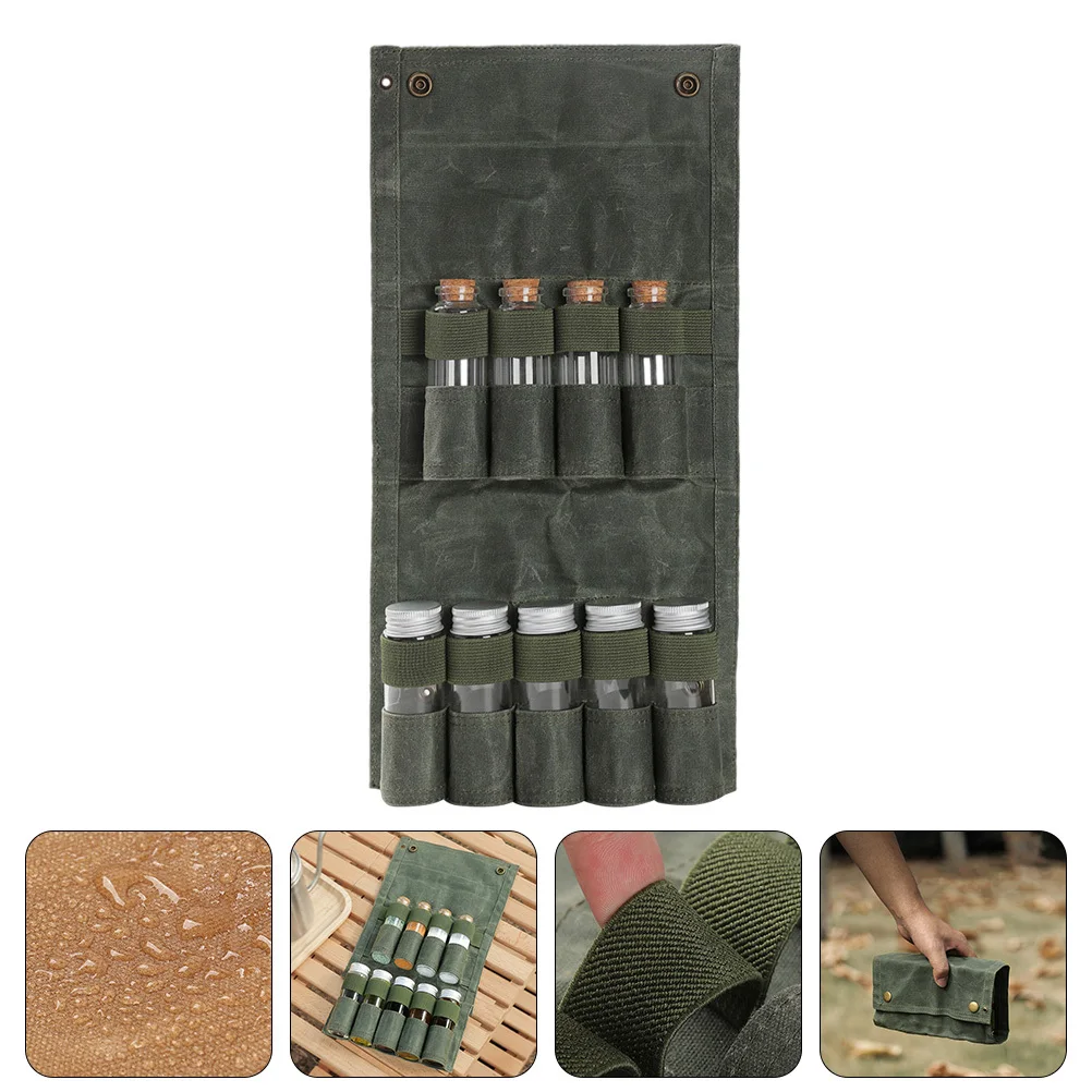 1 مجموعة التوابل الحاويات حقيبة في الهواء الطلق زجاجة توابل حامل مقاوم للماء قماش الحقيبة نزهة الطبخ العرض المنظم #1