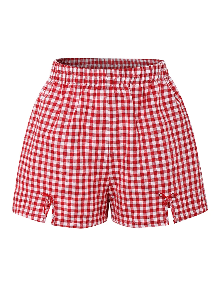 مجموعات الصيف القصيرة فوندا 2025 المرأة موضة خمر منقوشة قطعتين وتتسابق قصيرة الأكمام ضمادة القمم و القوس السراويل مجموعات غير رسمية