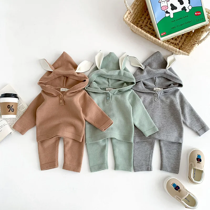 

Baby Clothing Set Bunny Sweaters Full Length Knit Pants Boys Suit Girls Outfit