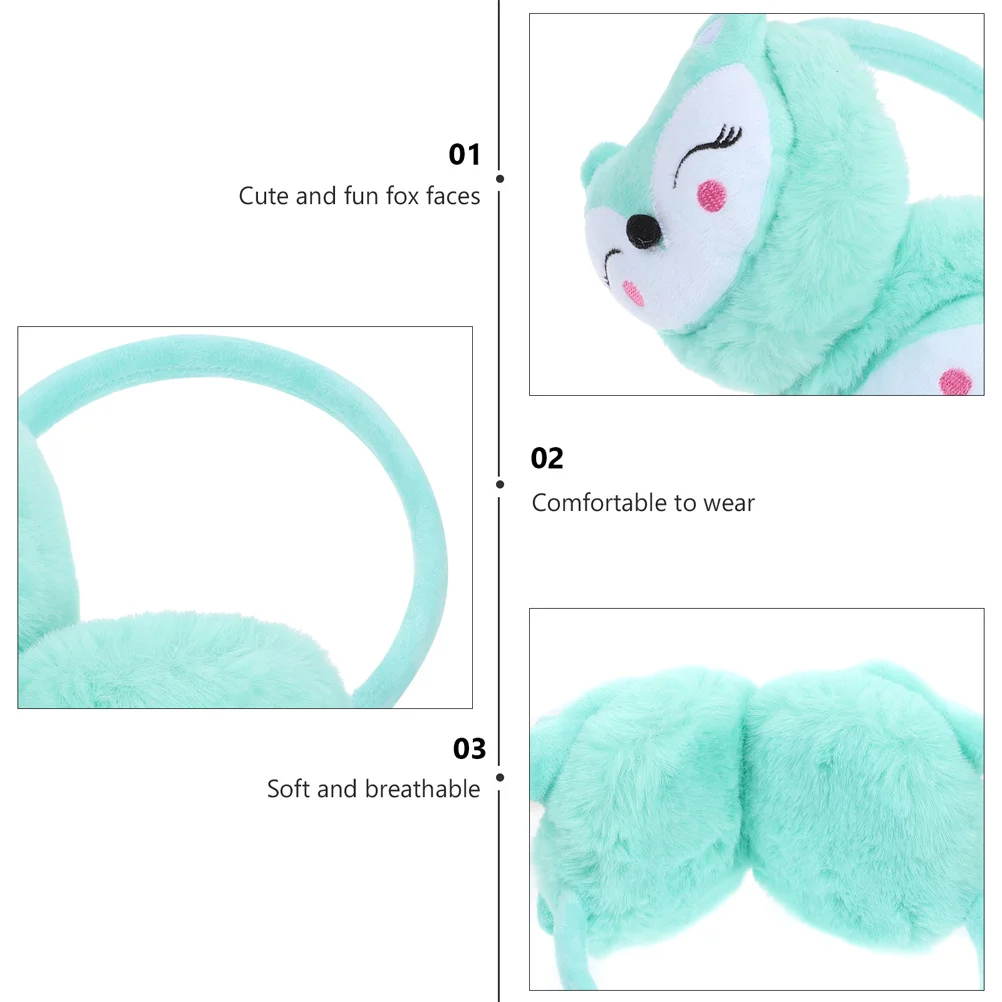 قطعتان من أدوات تدفئة الأذن بتصميم ثعلب لطيف لغطاء الأذن الشتوي الناعم القابل لإعادة الاستخدام وقابل للغسل للأنشطة الخارجية
