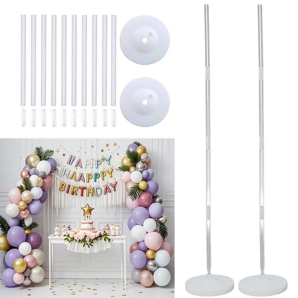 1/2Set Transparent Balloon Column Kit with Base Can Be Filled with Water Balloon Arch Bracket with Pole DIY Accessories