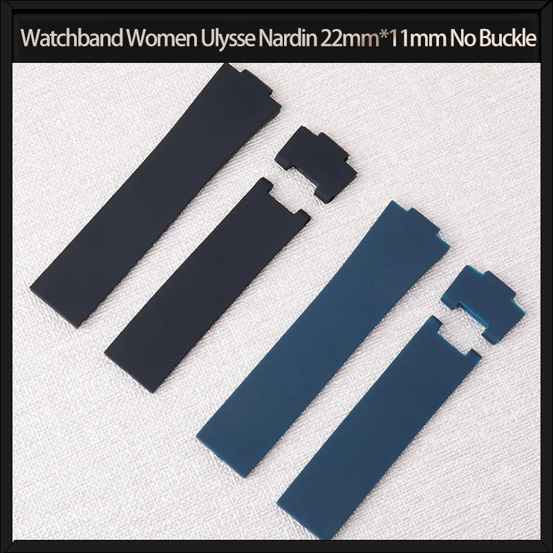 Soft Rubber Silicone Watchband Women Size for Athens Observation Navigation 1183 Waterproof Black Blue Ulysse Nardin 22mm*11mm