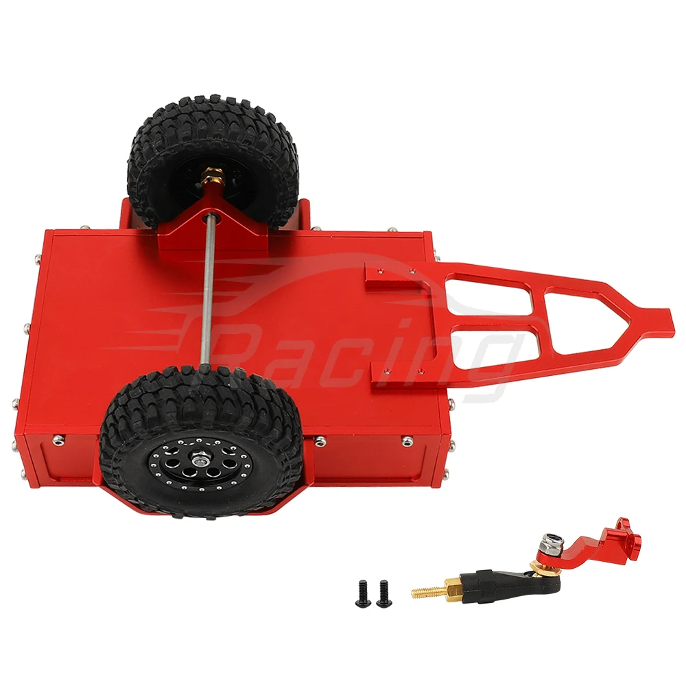 Aluminum Alloy Metal Utility Trailer Car with Hitch for TRX-4M TRX4M 1/18 RC Crawler Car Upgrade Parts