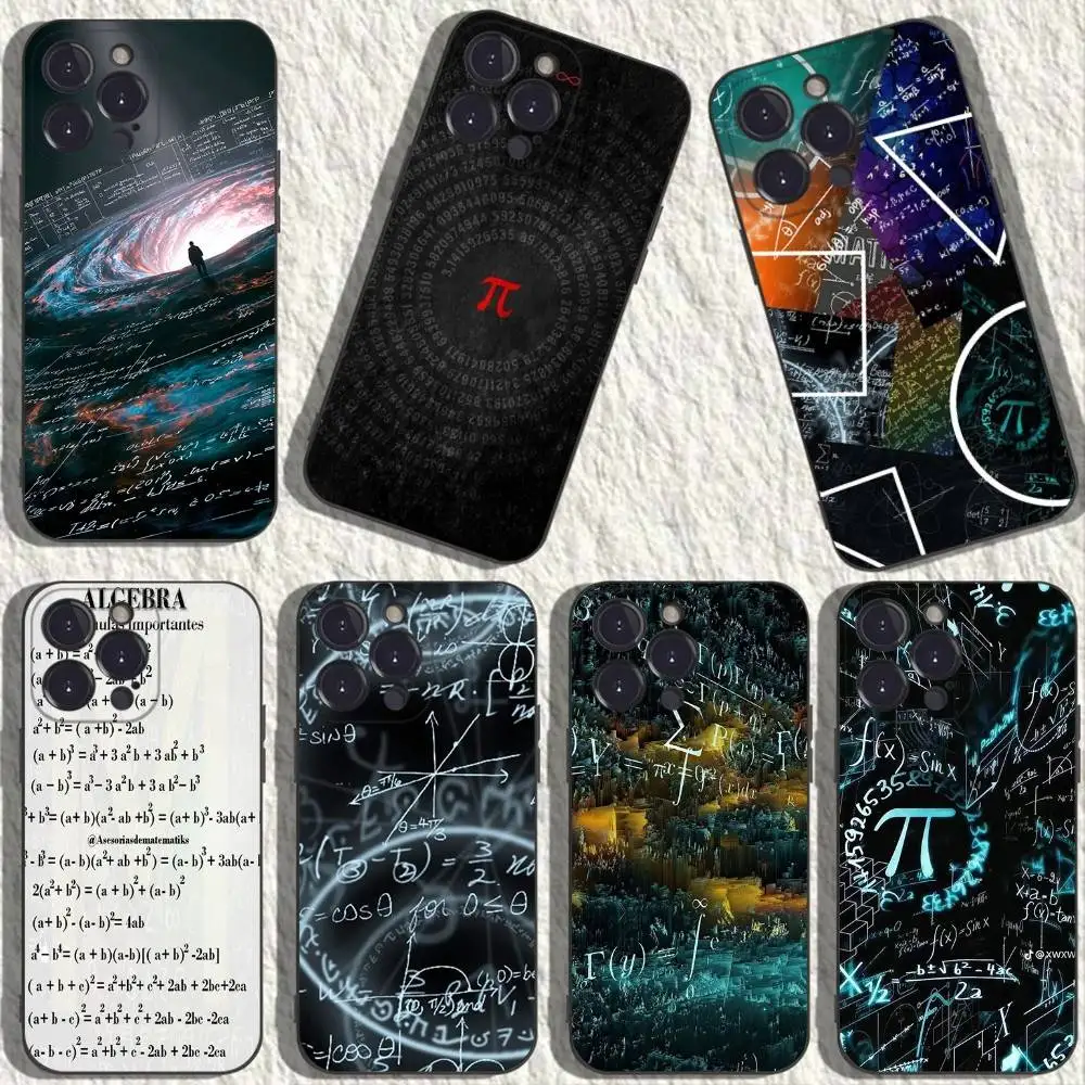 حافظة هاتف بصيغة الرياضيات الكيميائية لهاتف آيفون 17,16,15,14,13,12,11,Plus,Pro Max,XS,X,XR,SE,Mini,8,7,Soft غطاء أسود من السيليكون #1