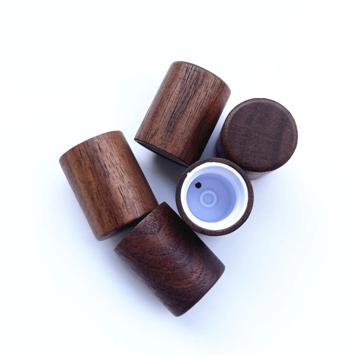 10X Bouchons en bois de noyer noir naturel pour flacons roll-on de 16 mm, 5 ml, 10 ml, flacons à bille en verre, huiles essentielles Doterra Young Living, parfum
